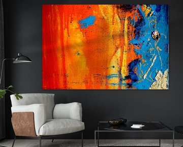 Abstract oranje blauw schilderij kunst van C. Catharina