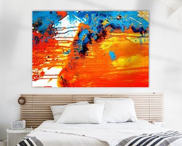 Abstract oranje blauw schilderij kunst van C. Catharina