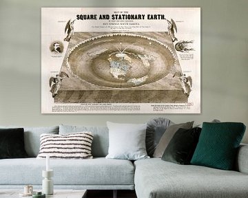 Wereldkaart van een Platte aarde: Map of the square and stationary earth