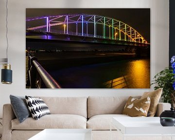 Deventer Wilhelmina Bridge in rainbow colors for Coming Out Day