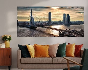 Rotterdam Skyline in the morning (Landscape) van Rob van der Teen