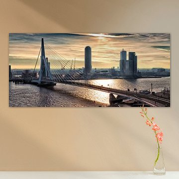 Skyline von Rotterdam in der Früh (Landschaft) von Rob van der Teen