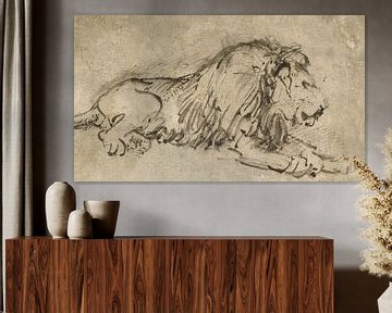 Liggende leeuw, naar rechts, Rembrandt van Rijn