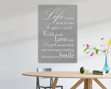 Tekst | Life is short | Grijs van Sandra Hazes