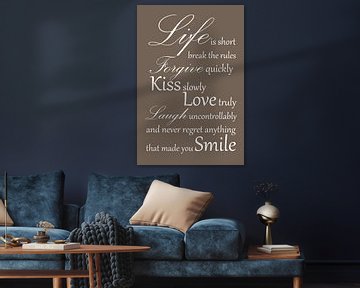 Tekst | Life is short | Donker taupe van Sandra Hazes
