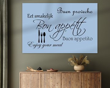Tekst | Bon appétit | Licht blauw van Sandra Hazes