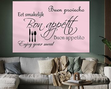 Tekst | Bon appétit | Licht roze van Sandra Hazes