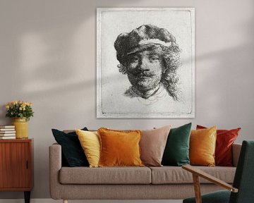 Self-portrait with cap, Rembrandt van Rijn