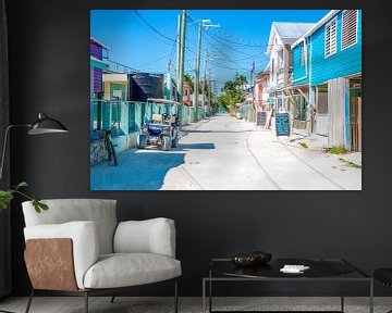 Colorful main street on Caye Caulker in Belize von Michiel Ton