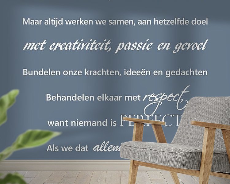 Voorbeeld van het werk in een kamer