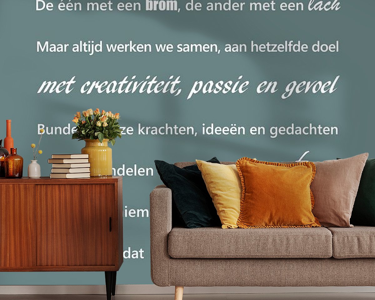 Voorbeeld van het werk in een kamer