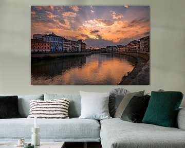Sonnenuntergang über dem Arno in Pisa von Sjors Gijsbers