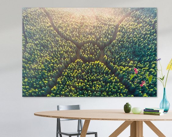 Voorbeeld van het werk in een kamer