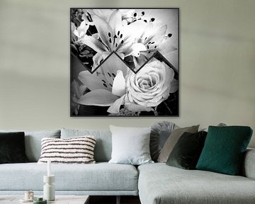 Collage White Flowers van Nicky`s Prints