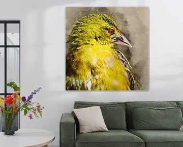 Yellow bird (kunst) van Art by Jeronimo