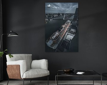 Rotterdam cruise ship and Erasmus bridge by vedar cvetanovic