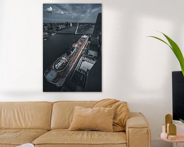 Rotterdam cruise schip en erasmusbrug van vedar cvetanovic