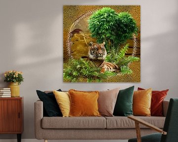 Bengaalse tijger in het groen van Carla van Zomeren