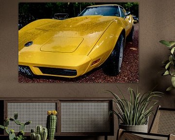 Gele Corvette Stingray van Abraham van Leeuwen