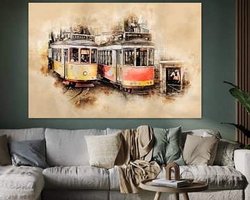 Historische tram in Lissabon van Peter Roder