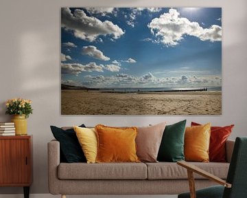 White clouds blue sky on the beach by Simone Meijer