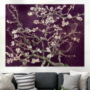 Amandelbloesem van Vincent van Gogh (Aubergine) van Masters Revisited