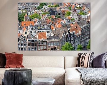 Panoramisch uitzicht over Amsterdam vanaf de Westerkerk toren van Sjoerd van der Wal Fotografie