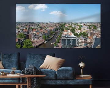 Panoramisch uitzicht over Amsterdam vanaf de Westerkerk toren van Sjoerd van der Wal Fotografie