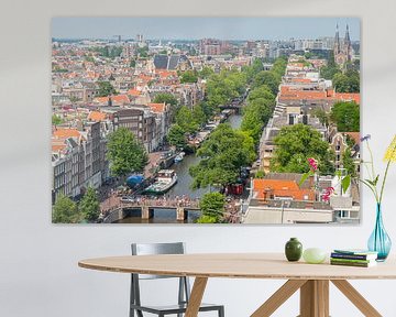 Panoramablick über den Frühling Amsterdam vom Westerkerk-Turm aus. von Sjoerd van der Wal Fotografie