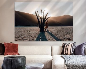 Woman in Sossusvlei National Park Deadvlei, Namibia by Maartje Kikkert