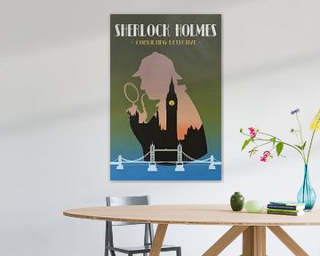 Sherlock Holmes - Vintage-Poster mit London von Roger VDB