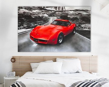 Chevrolet Corvette schilderij (rood)