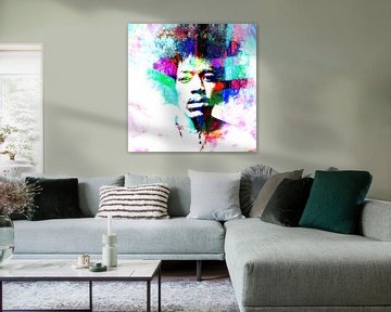 Jimi Hendrix Abstraktes Porträt von Art By Dominic