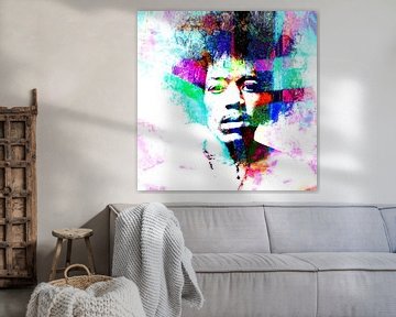 Jimi Hendrix Abstraktes Porträt von Art By Dominic