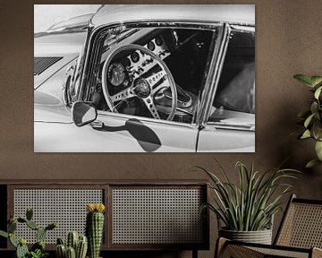 Jaguar E-Type 3.8 Series I dashboard in black and white by Sjoerd van der Wal
