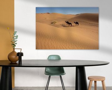 De woestijnen van de Sahara en het Landschap van Zandduinen bij Zonsopgang, Afrika