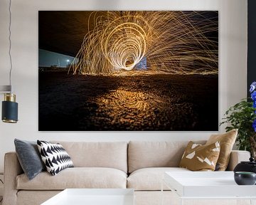 Lightpainting mit brennender Stahlwolle in Tunnelform von Fotografiecor .nl
