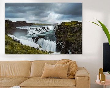 Gullfoss waterval IJsland van Leon Brouwer
