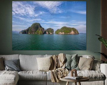 Beautiful crystal clear water and high cliffs on a tropical island. Thailand by Tjeerd Kruse