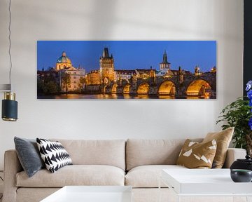 Panorama of Charles Bridge in Prague