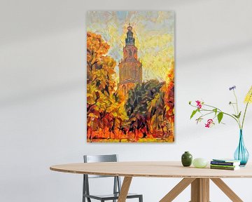 Autumn Painting Martinitoren Groningen by Slimme Kunst.nl