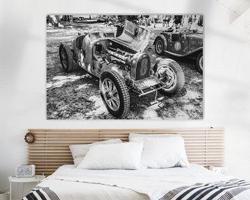 Bugatti Type 35, voiture de course ancienne en noir et blanc sur Sjoerd van der Wal Photographie