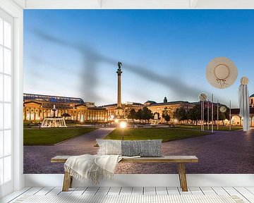 Castle square in Stuttgart in the evening by Werner Dieterich