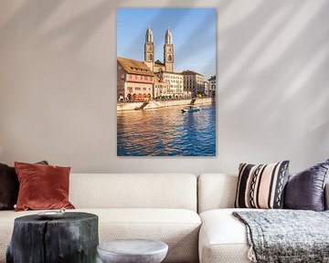 Altstadt mit dem Grossmünster in Zürich von Werner Dieterich