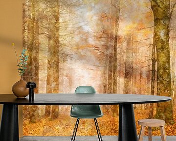 Autumn forest in watercolour by Elles Rijsdijk