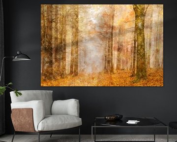 Herbstwald in Aquarellfarbe von Elles Rijsdijk