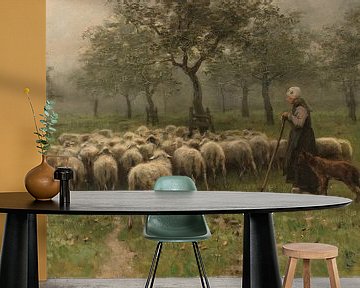 Herderin met kudde schapen, Anton Mauve