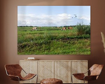 Nederlands landschap met koeien van Madelief Dekker