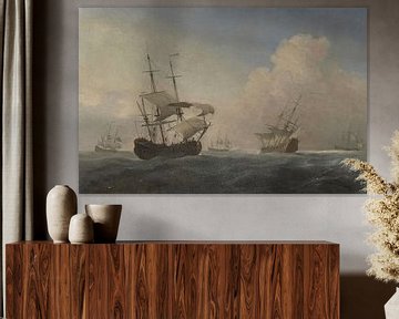 Englische Kriegsschiffe heben im Wind Offshore, Willem van de Velde der Jüngere