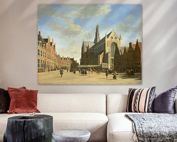 De Grote Markt in Haarlem met de Sint-Baafskerk, Gerrit Berckheyde, de Grote Markt in Haarlem